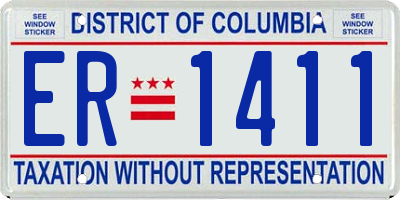 DC license plate ER1411