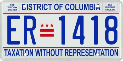 DC license plate ER1418