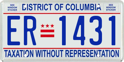 DC license plate ER1431