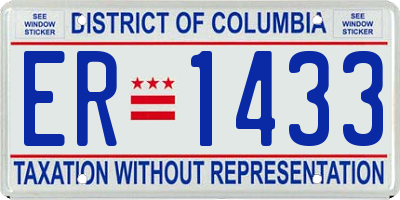 DC license plate ER1433