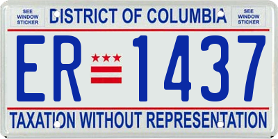 DC license plate ER1437
