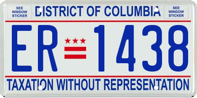 DC license plate ER1438