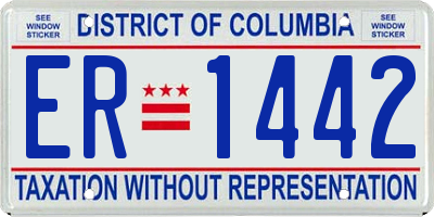 DC license plate ER1442