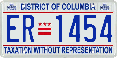 DC license plate ER1454