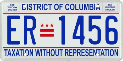 DC license plate ER1456