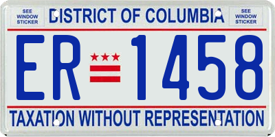 DC license plate ER1458
