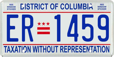 DC license plate ER1459