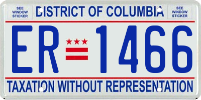 DC license plate ER1466