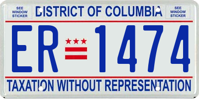 DC license plate ER1474