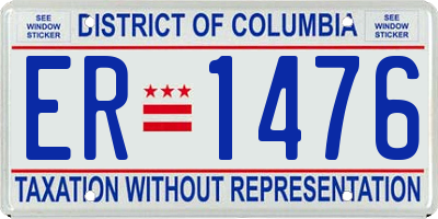 DC license plate ER1476
