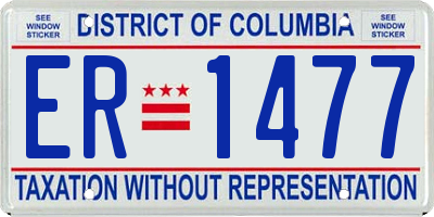 DC license plate ER1477