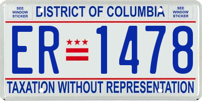 DC license plate ER1478
