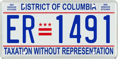 DC license plate ER1491
