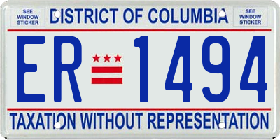 DC license plate ER1494