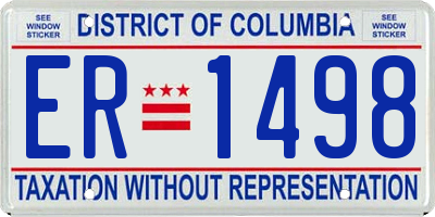 DC license plate ER1498