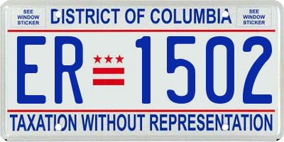 DC license plate ER1502