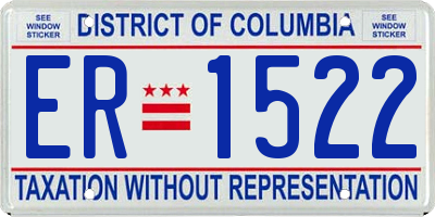 DC license plate ER1522