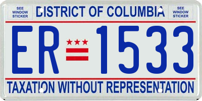 DC license plate ER1533