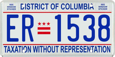 DC license plate ER1538