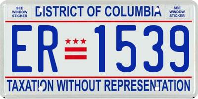 DC license plate ER1539