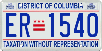 DC license plate ER1540