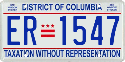 DC license plate ER1547
