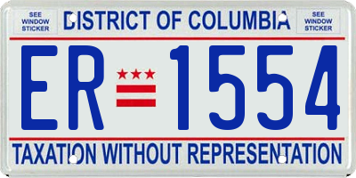 DC license plate ER1554