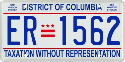 DC license plate ER1562
