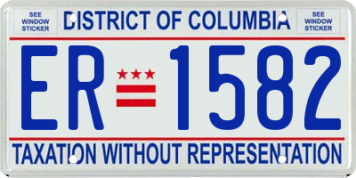 DC license plate ER1582
