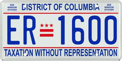 DC license plate ER1600
