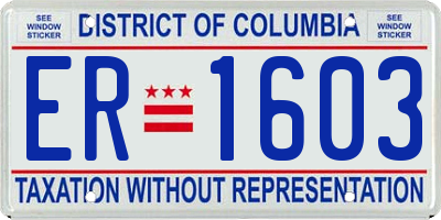 DC license plate ER1603