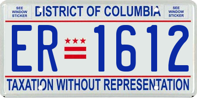DC license plate ER1612