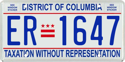 DC license plate ER1647