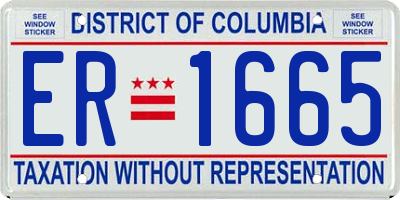 DC license plate ER1665