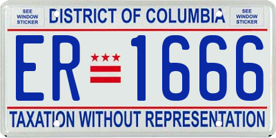 DC license plate ER1666