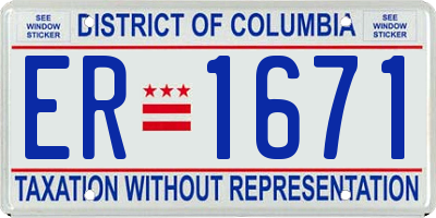 DC license plate ER1671