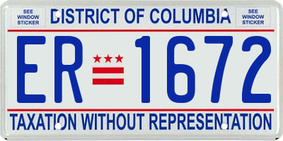 DC license plate ER1672