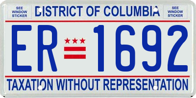 DC license plate ER1692