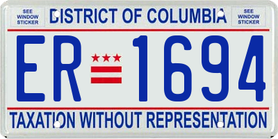 DC license plate ER1694