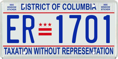 DC license plate ER1701