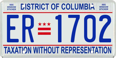 DC license plate ER1702