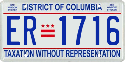 DC license plate ER1716