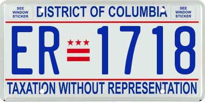 DC license plate ER1718