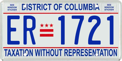 DC license plate ER1721