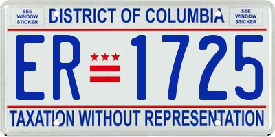 DC license plate ER1725