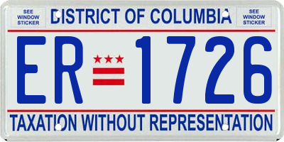 DC license plate ER1726