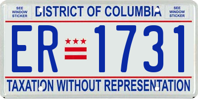 DC license plate ER1731