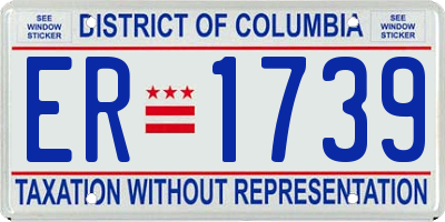 DC license plate ER1739