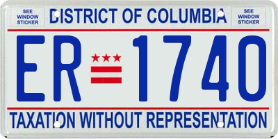 DC license plate ER1740