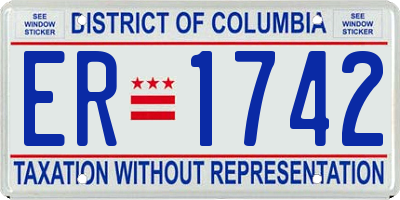 DC license plate ER1742
